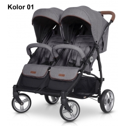 Easy-Go Domino wózek bliżniaczy tkanina lniana+torba lub parasol 