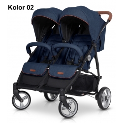 Easy-Go Domino wózek bliżniaczy tkanina lniana+torba lub parasol 