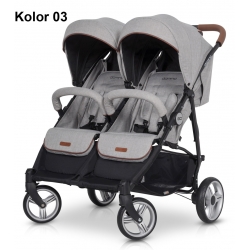 Easy-Go Domino wózek bliżniaczy tkanina lniana+torba lub parasol 