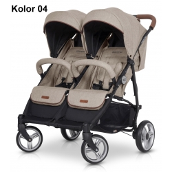 Easy-Go Domino wózek bliżniaczy tkanina lniana+torba lub parasol 